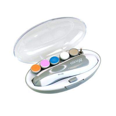 Kit Manicure Elétrica Infantil com LED 6 Lixas e Estojo Protetor Cinza Clingo