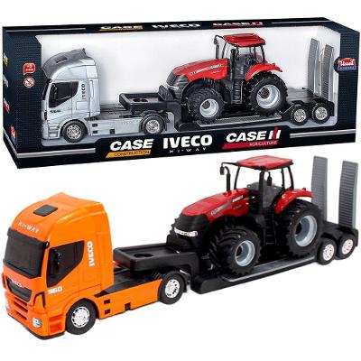 Brinquedo Colecionável Miniatura Caminhão Iveco Trator Case com Detalhes Realistas Laranja Outras