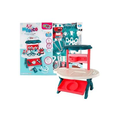 Kit Médico Infantil Little Office 24peças com Estetoscópio e Termômetro Rosa Well Kids
