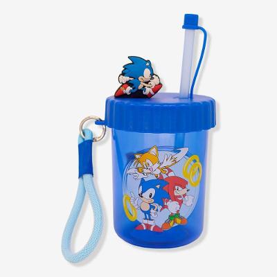 Copo Infantil com Canudo Copo Canudo Flip Infantil Flip 500ML com Design Ergonômico com Alça Azul