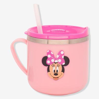 Caneca Infantil Caneca Flip Infantil Minnie Mouse 250ML com Alça Ergonômica Rosa Mickey e Minnie