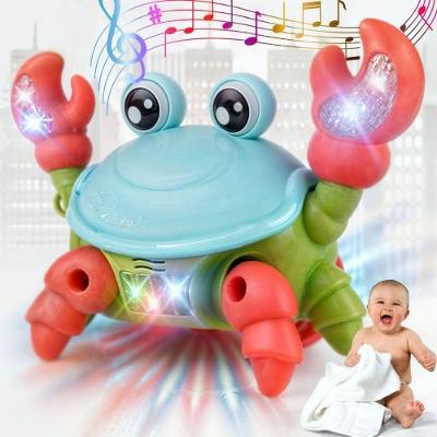 Brinquedo Infantil Caranguejo Fujão Musical com Som Luz Movimento Cores Amarelo Verde Vermelho OEM