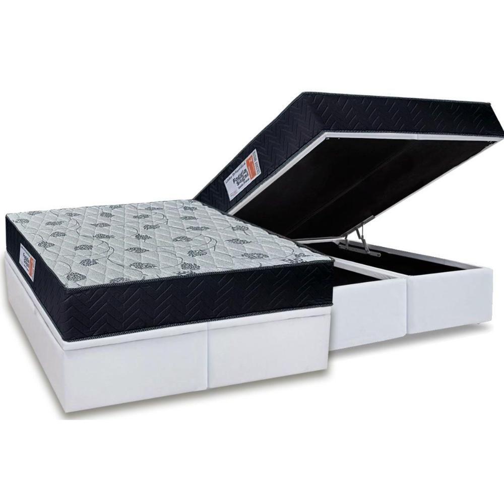 Cama Box Baú Queen: Colchão Ortopédico Orthoflex Foggia Sogni Unic Face + Base CRC Courano White(158x198) - 1