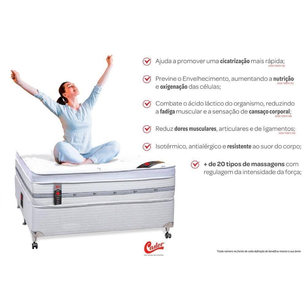 Cama Box Casal: Colchão c/Vibro Massagem Castor Pocket Gold Star Niponpedic Magnético + Base CRC Courano White(138x188) - 3