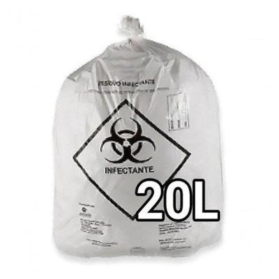 Saco de Lixo para Resíduos Infectantes 20L 100 Unidades 15-20L Branco Higipack