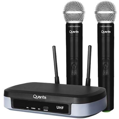 Sistema de Microfone sem Fio QTMWU104 com 2 Canais e Alcance de Até 60 Metros Preto, Cinza Quanta