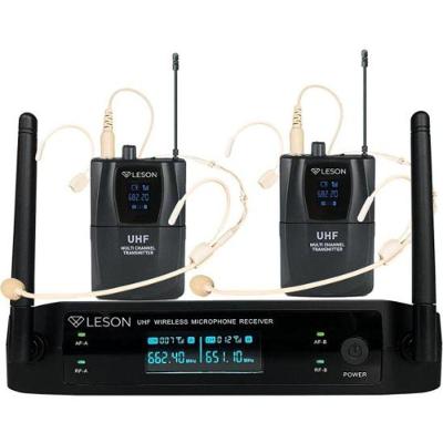 Sistema de Microfone Duplo sem Fio LS962 Digital Multifrequência com 96 Canais Bege Leson