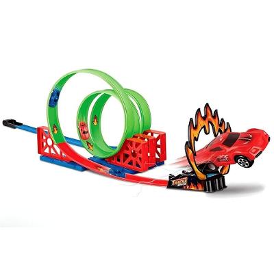 Pista de Corrida de Brinquedo Quick Fire 360 Duplo Looping com 14 Peças e Curvas Radicais Well Kids