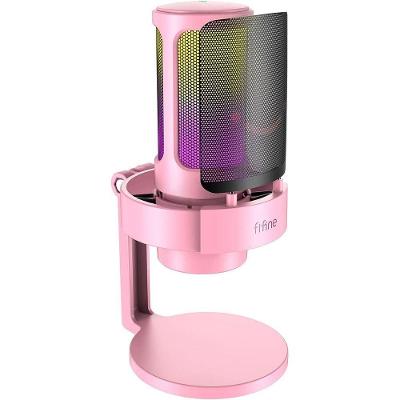 Microfone USB A8 RGB para Gravações e Streaming com Iluminação RGB Ajustável Rosa Fifine Official
