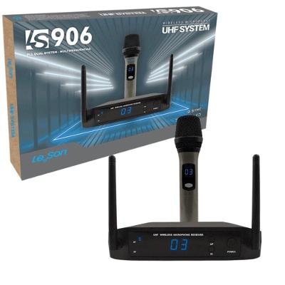 Microfone sem Fio LS906 Multifrequência UHF 630-660 MHZ com Alcance 50M Leson