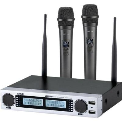 Microfone sem Fio Duplo VLR5-02 Plus com Receptor UHF e Bateria de Lítio Recarregável Prata Vokal