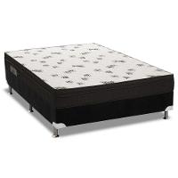 Cama Box Casal: Colchão Espuma Ortobom D45 Light + Base CRC Suede Black(138x188) - 1