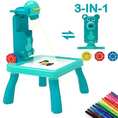 Brinquedo Mesa de Pintura Mesinha Ursinho Educativa com Projeção LED Verde