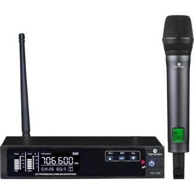 Microfone sem Fio HSF-300 Simples UHF Multifrequência com Display Digital Auto Scan Harmonics