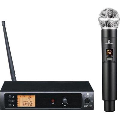 Microfone sem Fio HSF-200 Simples UHF Multifrequência com Display Digital e Cápsula Cardioide