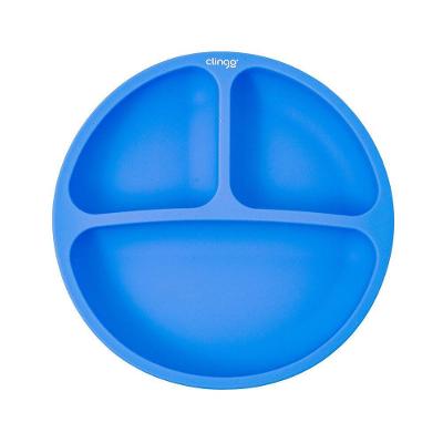 Prato Infantil Silicone com Divisória Colors 3 Compartimentos Atóxico Azul Clingo