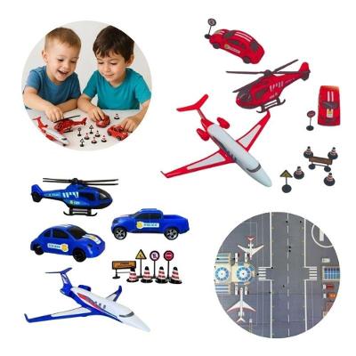 Brinquedo Kit Missão Resgate Carrinho Helicóptero Avião com Veículos de Salvamento Vermelho Bs Toys