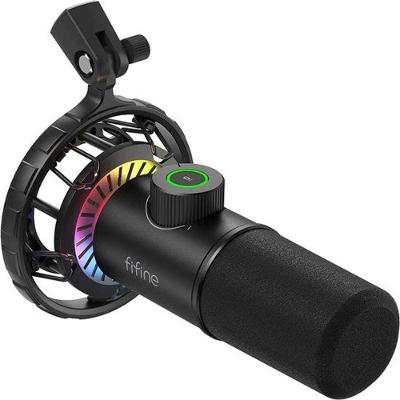 Microfone K658 Dinâmico Cardioide USB com Iluminação RGB Preto Fifine Official