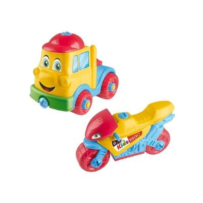 Brinquedo Infantil Kit com Moto e Caminhão com Formas Arredondadas e Rodas Giratórias Multicolorido