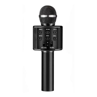 Microfone Infantil de Karaokê sem Fio Bluetooth WS-858 com Auto-Tune Ajustável Preto OEM