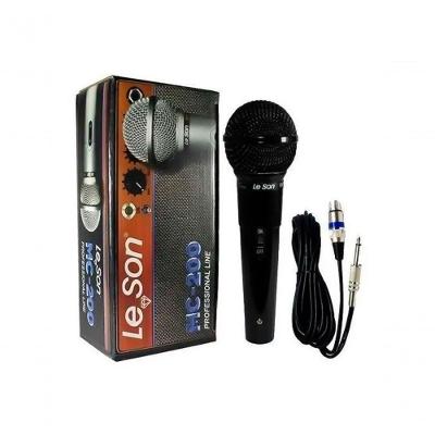 Microfone Dinâmico com Fio MC200 para Voz com Alta Sensibilidade Preto Leson