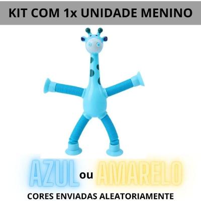 Brinquedo Infantil Girafa Pop Tubo Led com Ventosa Que Estimula Sentidos Amarelo OEM
