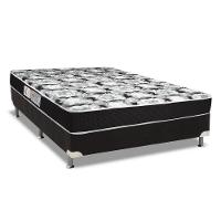 Cama Box Casal: Colchão Espuma D45 Luckspuma Gran Luck Black Pró Saúde + Base CRC Suede Black(138x188) - 1