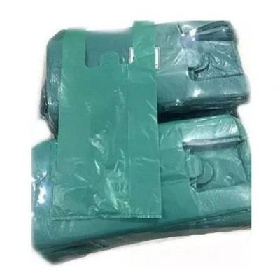 Sacola Plástica Reciclada Alça Camiseta 30X40 Reforçada Vendida por kg Verde Polietileno Recuperado