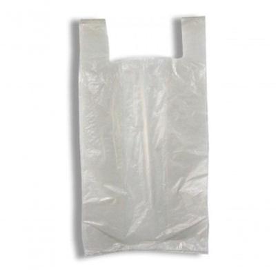 Sacola Plástica Reciclada Alça Camiseta 70X90CM Resistente Branco Higipack