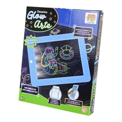 Lousa Infantil Lousa Mágica Glow Arte AZ com Efeito Luminoso Azul para Crianças DM Toys