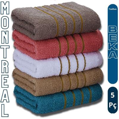 Kit 5 Toalhas de Banho Banhão Montreal 100% Algodão 330G-M² Alta Absorção Liso-Sólido