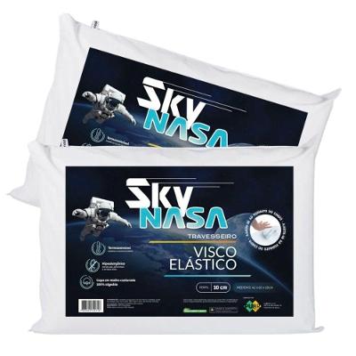 Kit 2 Travesseiros Basic Sky 42x63CM Anatômico Espuma Viscoelástica Altura 10CM Branco