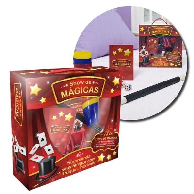 Kit de Mágicas Kit Show com Varinha Cartas Dados Bolinhas Copinhos e Livro para Truques Utimix