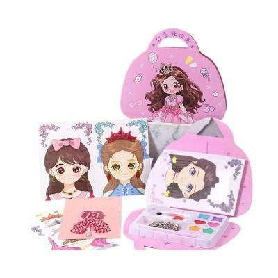 Kit de Maquiagem Infantil Princesa Rosa Pincel Sombra Caneta com Paleta 6 Cores e Pincéis Rosa Top
