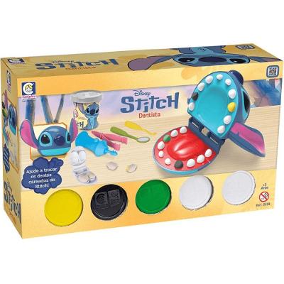 Kit de Massinhas de Modelar Stitch Dentista com Cabeça do Personagem e 5 Potes para Brincar Cotiplás