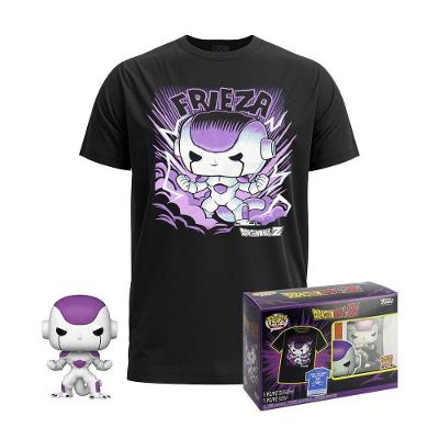 Kit Camiseta e Boneco Colecionável Pop Tees Dragon Ball Z Frieza Ff Tam P 100% Algodão Preto Funko