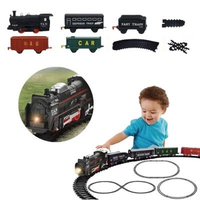 Trem de Brinquedo Trem Locomotiva Infantil com Luz e Vagões com Trilhos Transparente Yeet