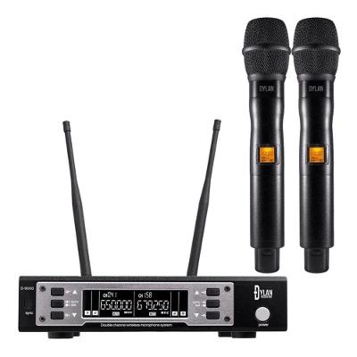 Sistema sem Fio D-9000S UHF com 2 Transmissores e 200 Canais Dinâmico Cardióide Preto Dylan