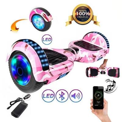 Hoverboard Elétrico Hoverboard Overboard Skate Elétrico Led Rosa Camuflado Nº27 com Sistema