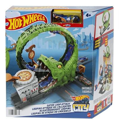Pista Monster City Ataque do Crocodilo com Ação Radical e Crocodilo Gigante para Crianças Mattel
