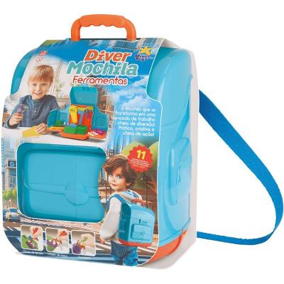 Mochila de Ferramentas Infantil Diver Mochila Ferramentas com Bancada e Acessórios Divertoys