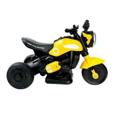 Mini Moto Elétrica Infantil Esportiva Amarela com Bateria Recarregável e Som de Buzina Unitoys