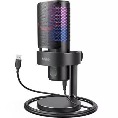 Microfone USB A9 para Gravação de Voz e Streaming com Iluminação RGB Preto Fifine Official