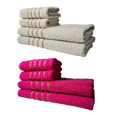 Kit de Toalhas Montreal 4 Banhos 4 Rostos 8 Peças 100% Algodão 330G-M² Macias Bege, Rosa