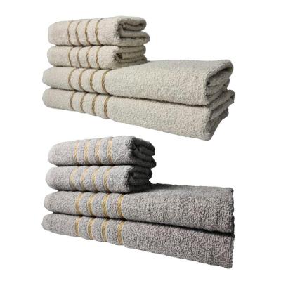 Kit de Toalhas Montreal 8 Peças 4 Banhos 4 Rostos 100% Algodão 330G-M² Macias Bege, Cinza