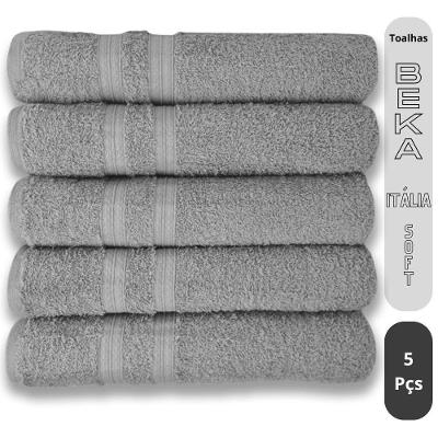 Kit 5 Toalhas de Banho Itália Soft Beka 100% Algodão 430g-m² Felpuda Macia Cinza