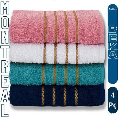 Kit de Toalhas de Banho Montreal 4 Peças 100% Algodão 330G-M² Alta Absorção Liso-Sólido