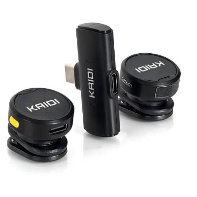 Microfone de Lapela sem Fio KMF4-C com Conexão Type-C e Padrão Omnidirecional Preto Kaidi