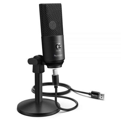 Microfone Condensador K670B Cardioide com Conexão USB Preto Fifine