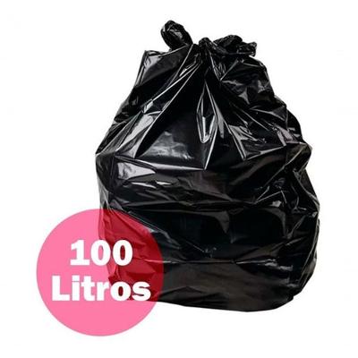 Saco de Lixo Preto 100 Litros 75 X 90 cm Alta Densidade 100 Unidades Higipack